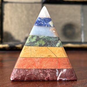Artisan Multicolor Stone Pyramid Decor